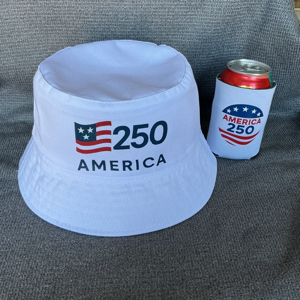 America 250 Bucket Hat & Koozie • USA Semiquincentennial 250th Anniversary Gear - Picture 2 of 8